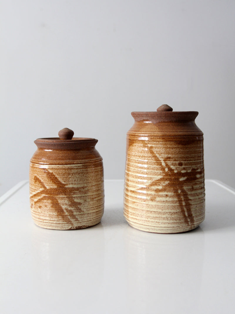 vintage studio pottery jars set 2