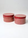 vintage candy cane stripe hat boxes pair