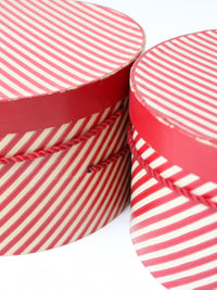 vintage candy cane stripe hat boxes pair