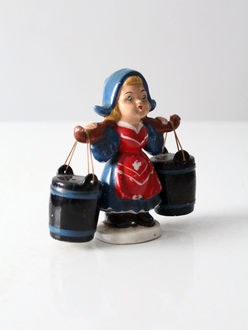 mid century Dutch girl salt & pepper shaker set