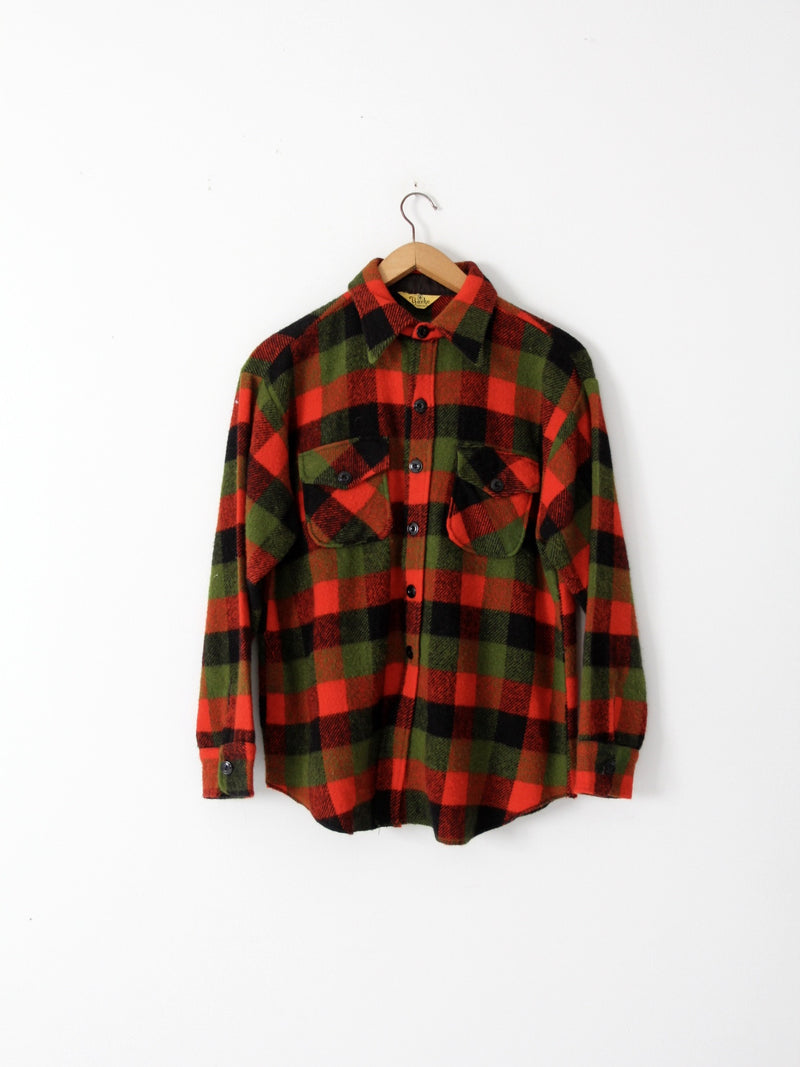 vintage 60s wool plaid shirt jacket