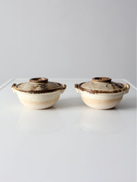 vintage studio pottery covered dish pair
