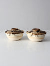 vintage studio pottery covered dish pair