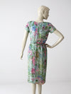 vintage 60s beaded chiffon dress with watercolor print