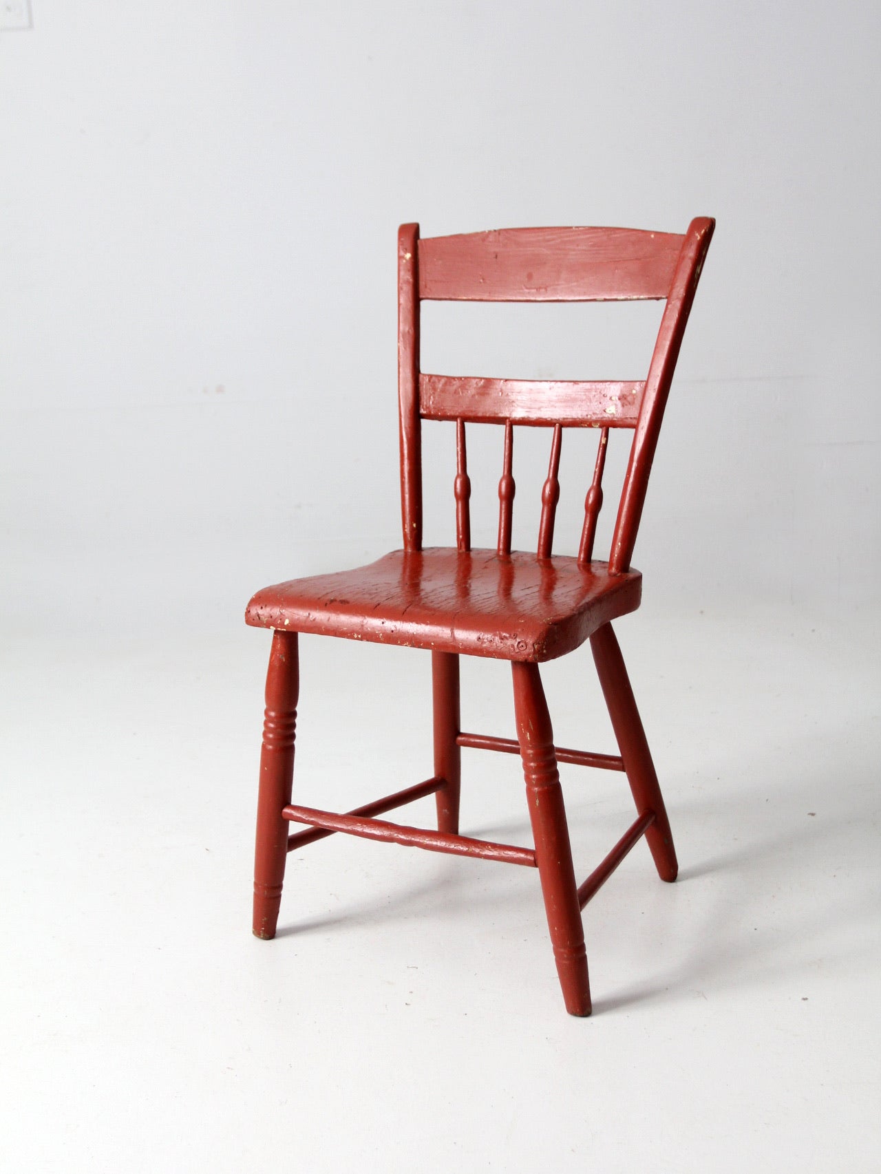 antique painted primitive plank seat chair