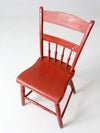 antique painted primitive plank seat chair