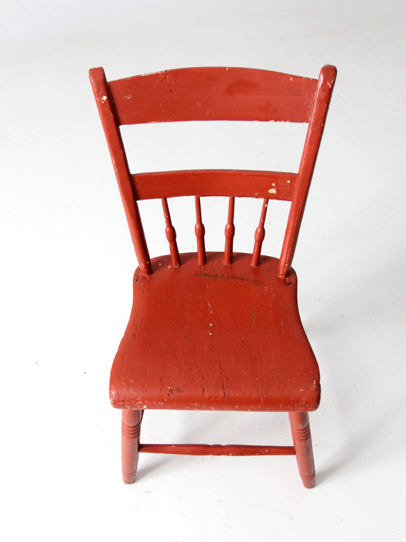 antique painted primitive plank seat chair