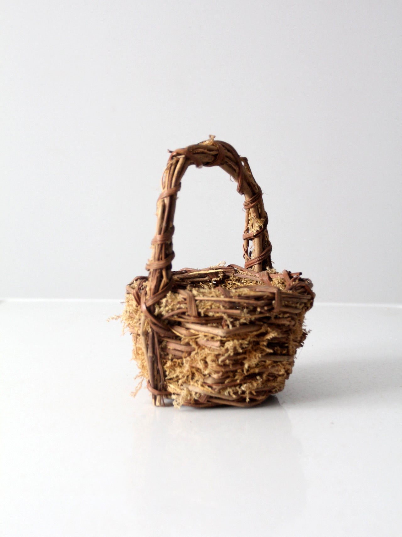 vintage twig & moss basket