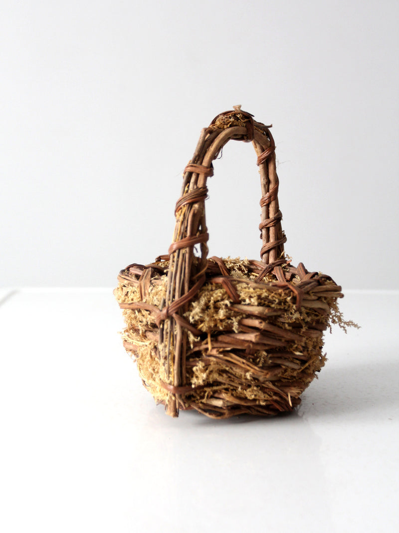 vintage twig & moss basket