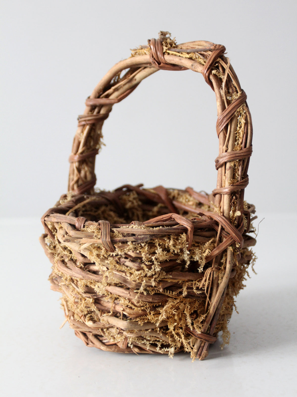 vintage twig & moss basket