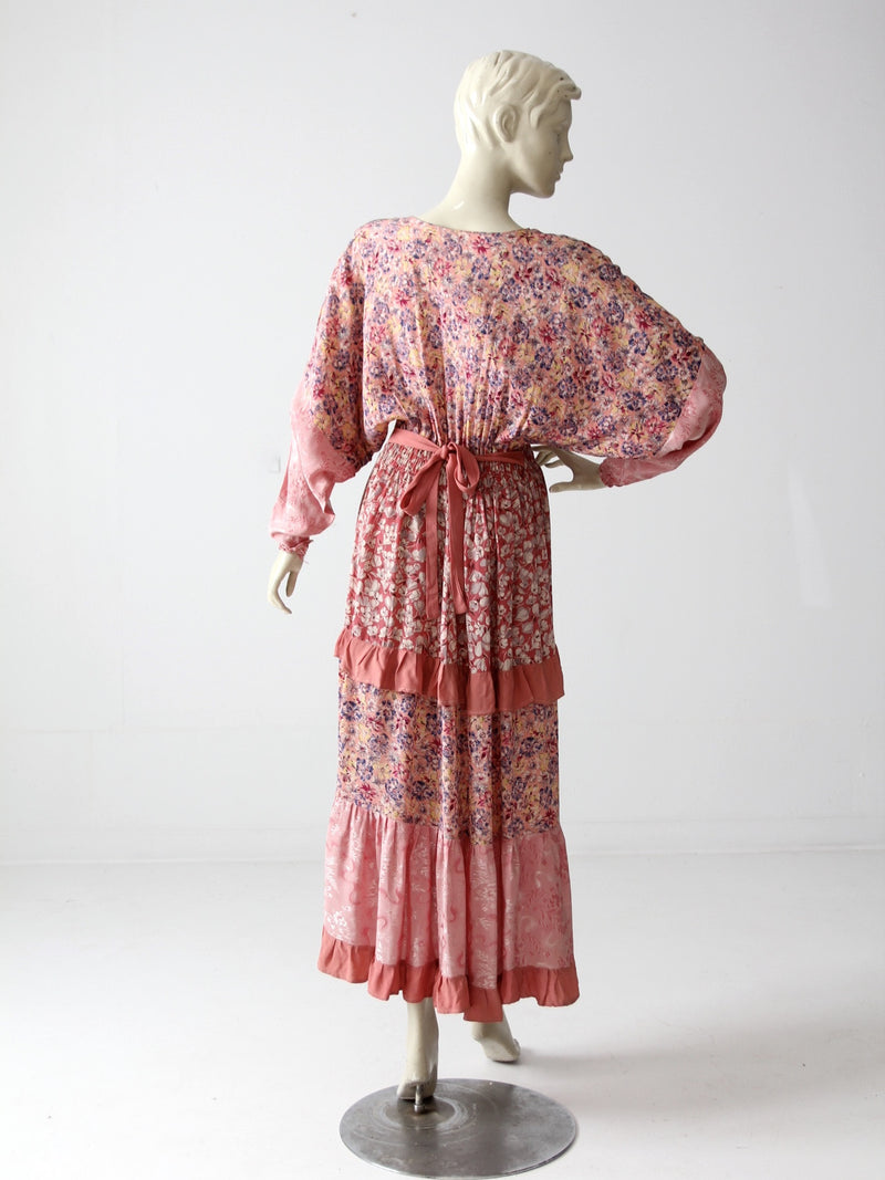pink 70s dress Vintage 1970s Gauze Pink Prairie Country Dress Selected by Picky Jane