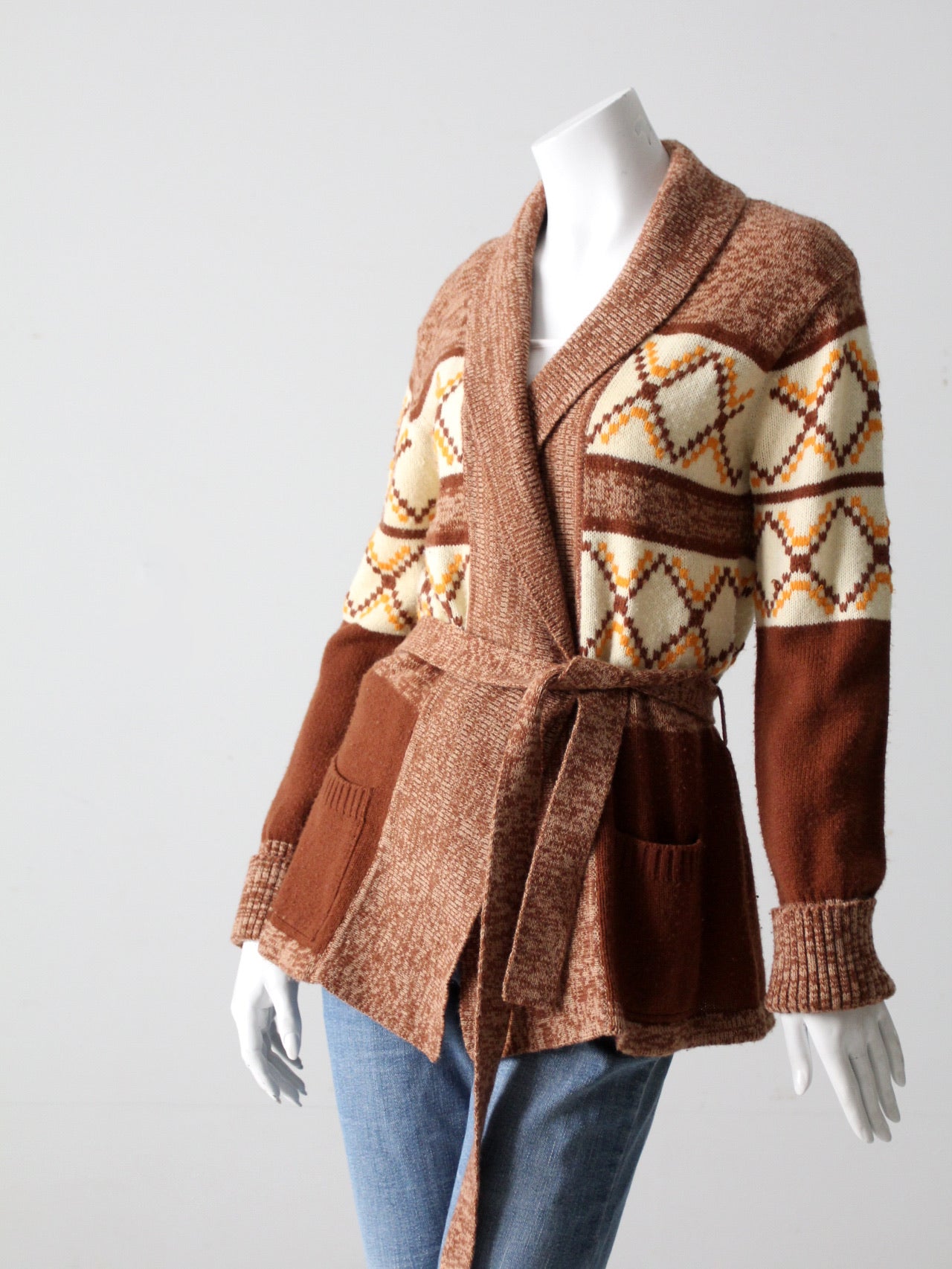 vintage 70s hippie wrap sweater