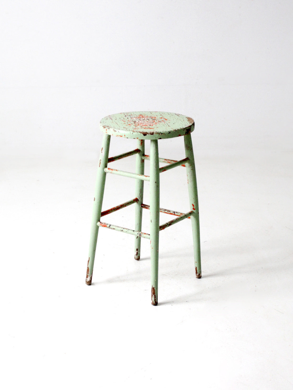 antique painted wood stool
