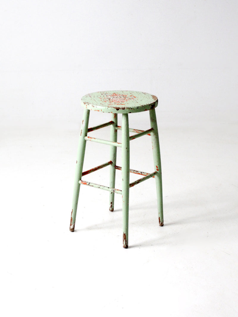 antique painted wood stool