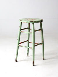 antique painted wood stool