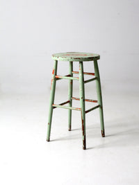 antique painted wood stool