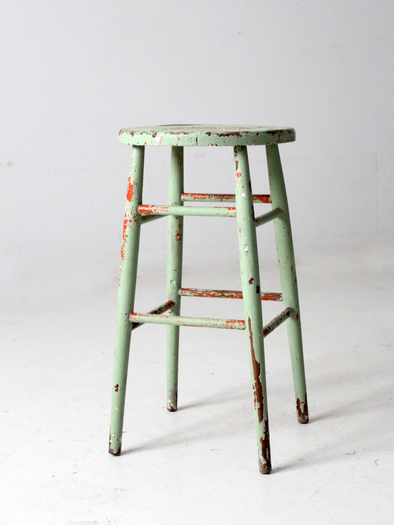 antique painted wood stool