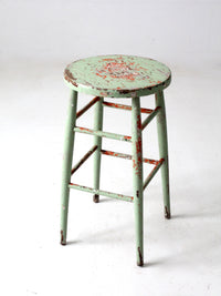 antique painted wood stool