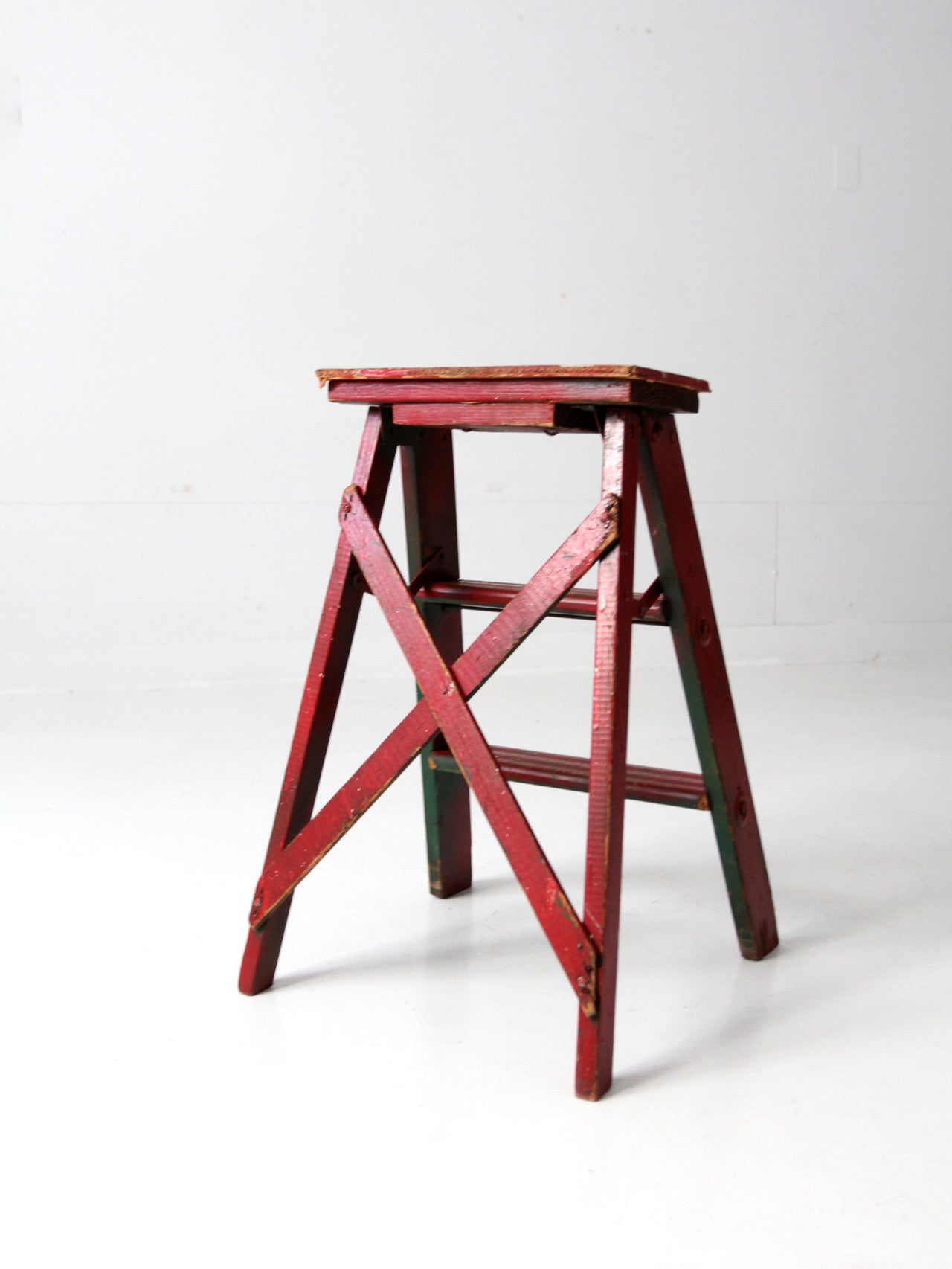 Vintage Wooden Step Ladder with Original Paint - 1960's in General