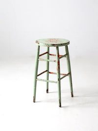 antique painted wood stool