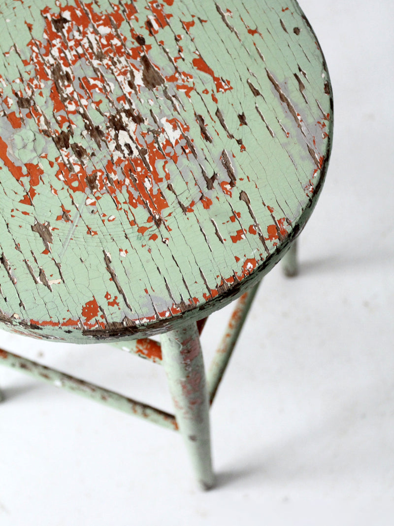 antique painted wood stool