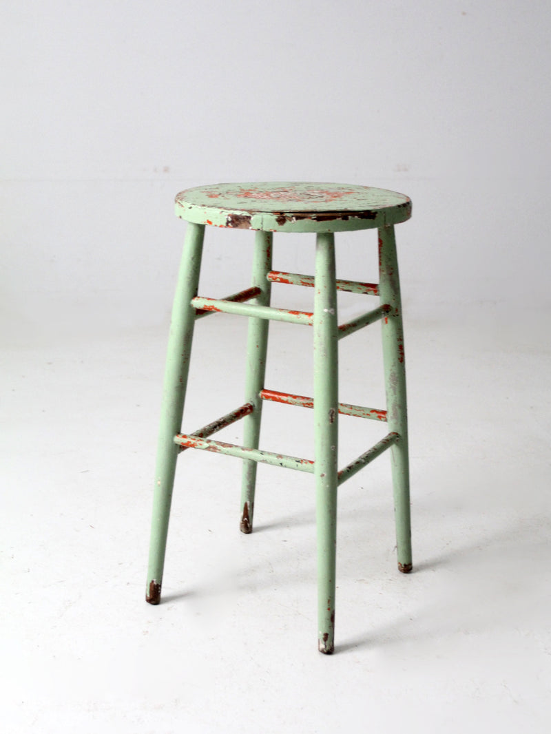 antique painted wood stool