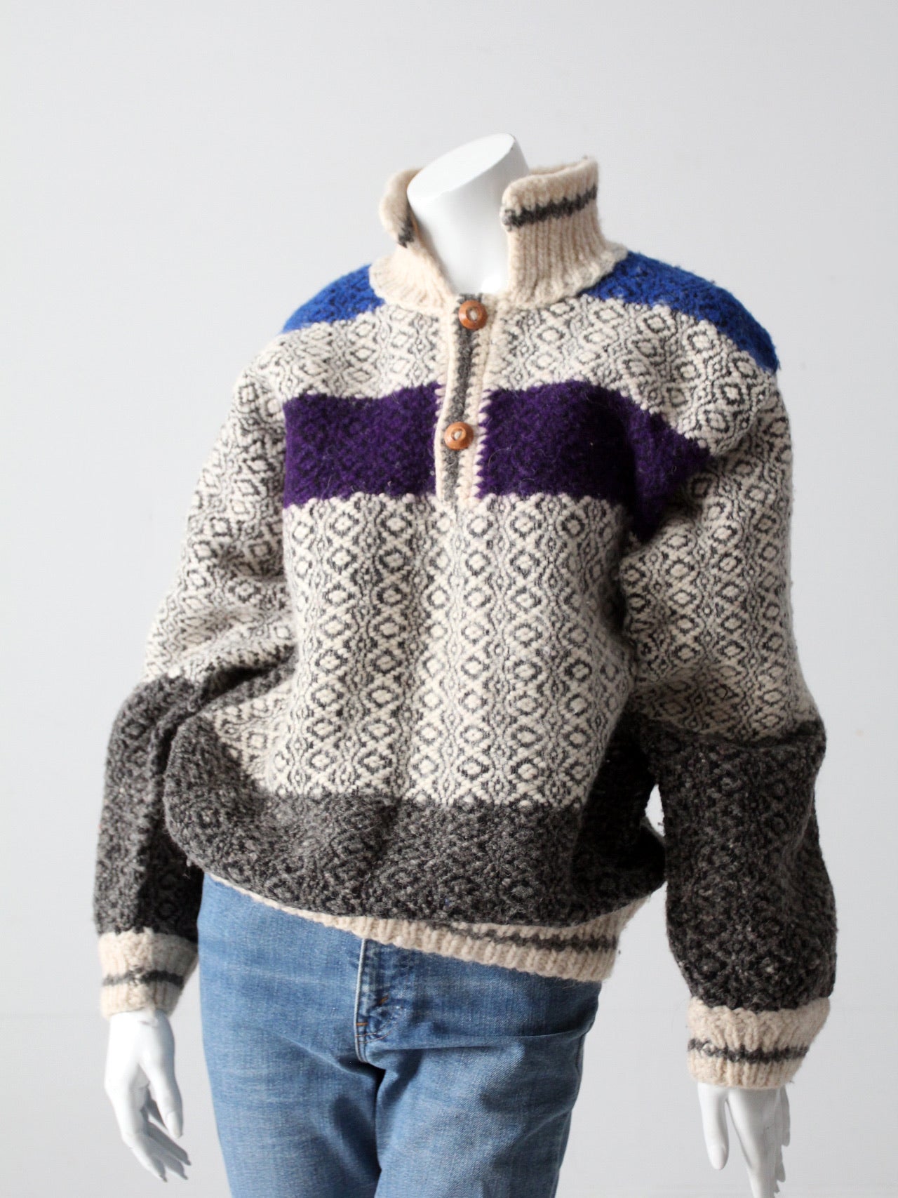 vintage hand knit Norwegian style sweater