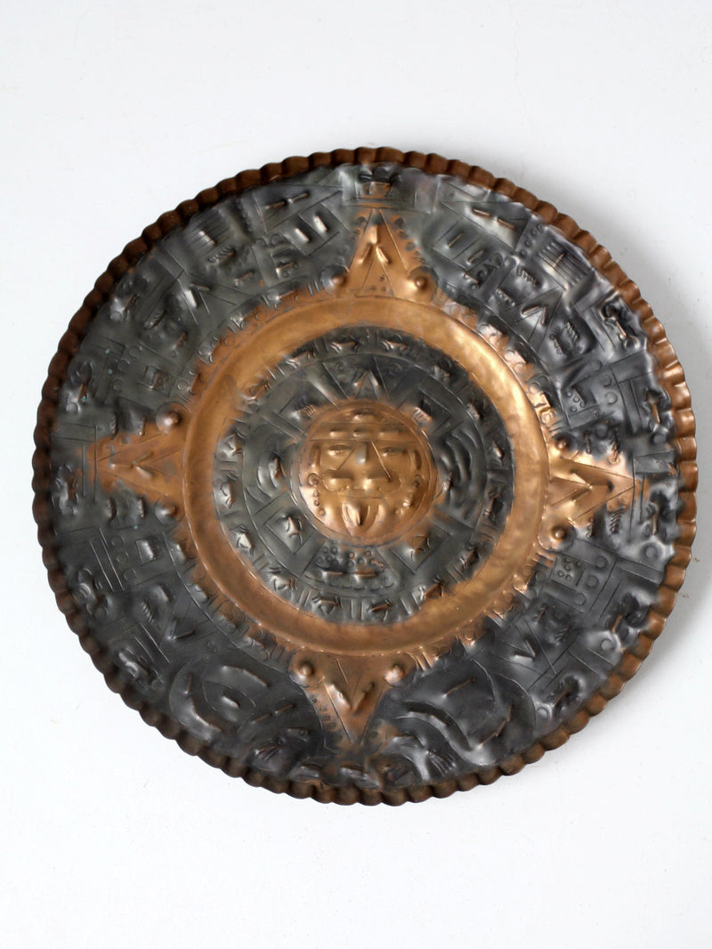 mid-century decorative Mexican copper plate