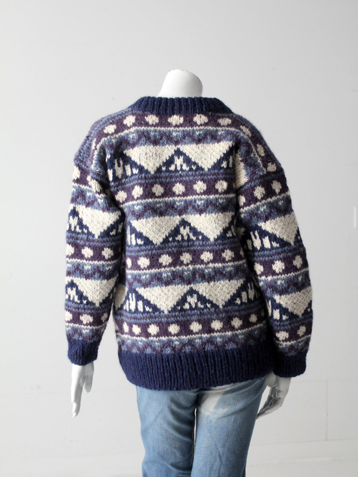 vintage chunky knit geometric sweater