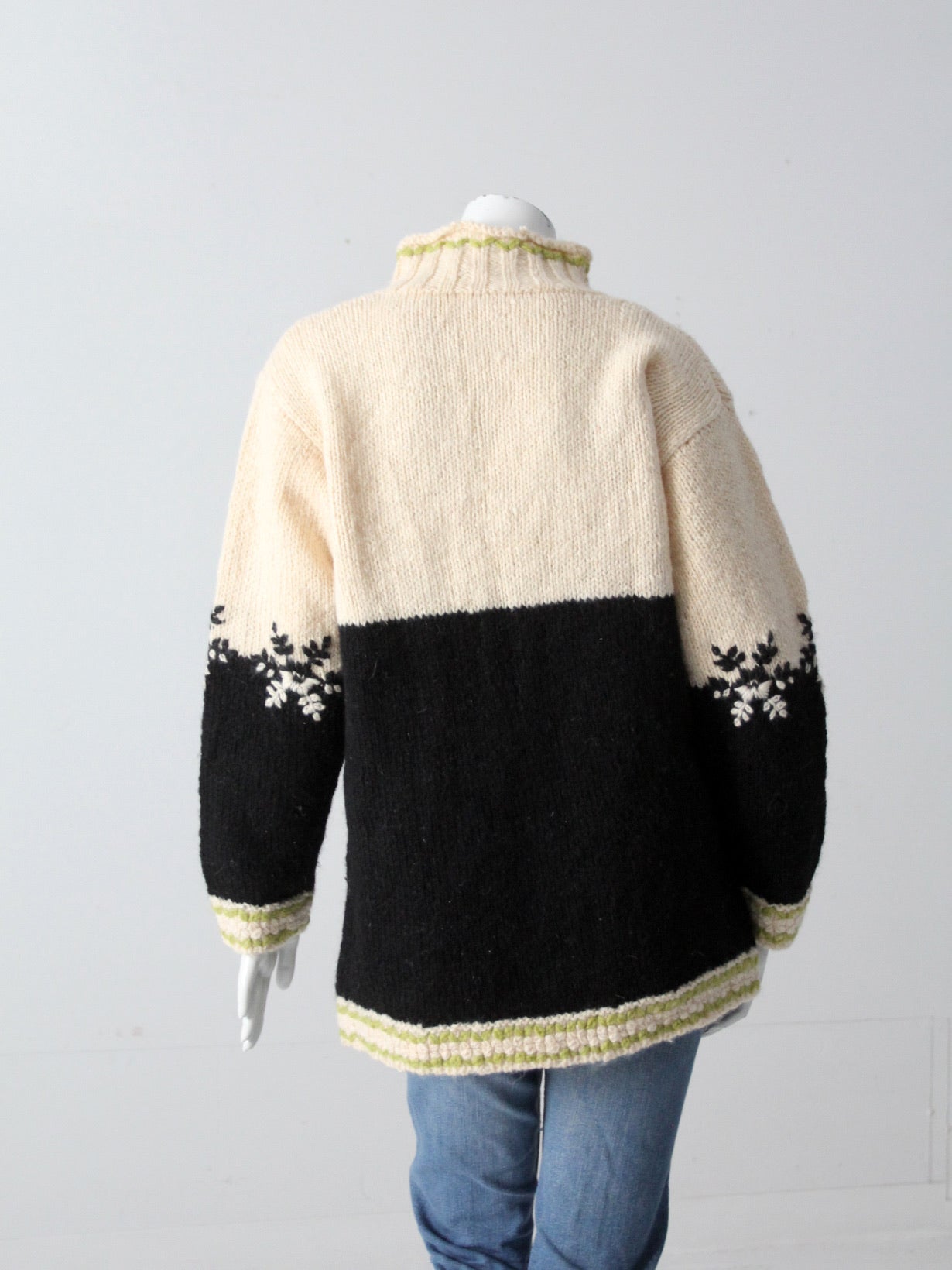 vintage hand knit snowflake sweater