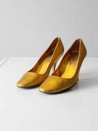 vintage gold metallic pumps