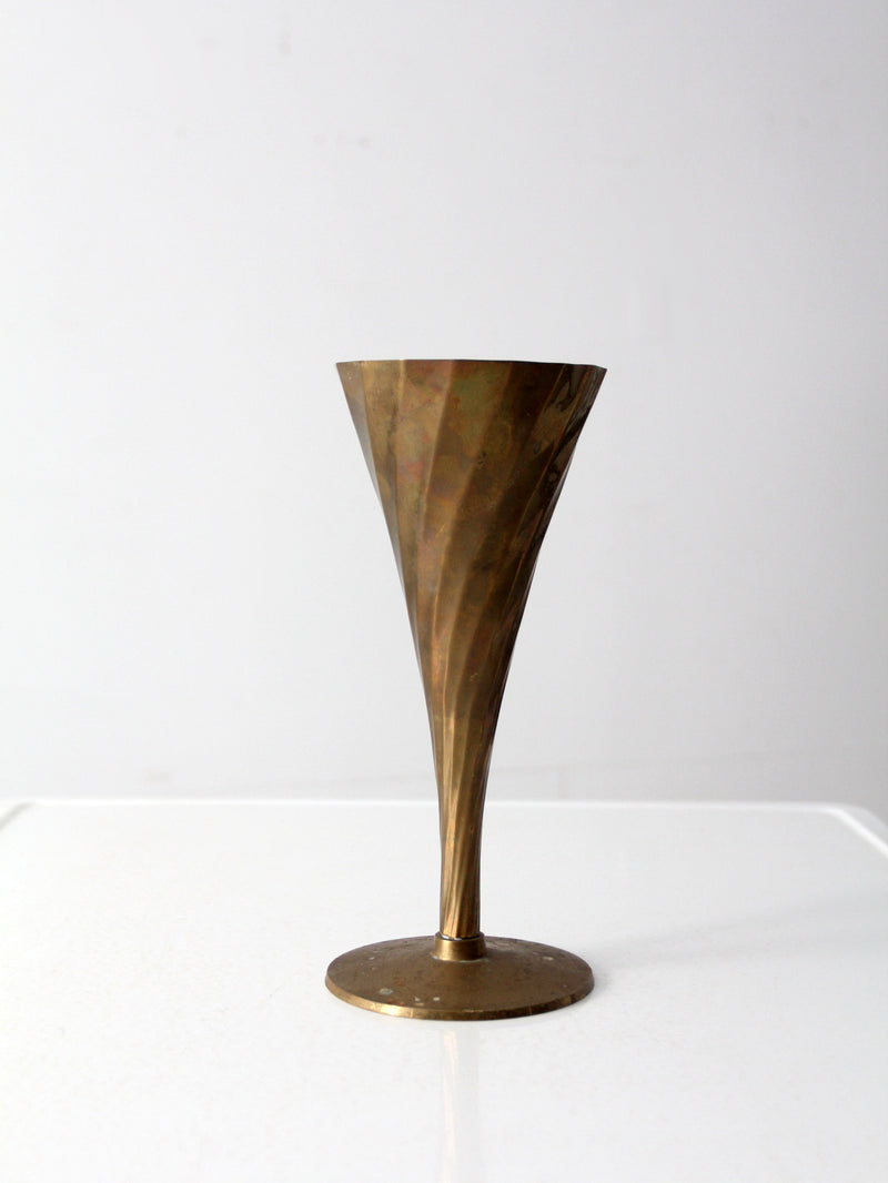 vintage decorative brass trumpet vase