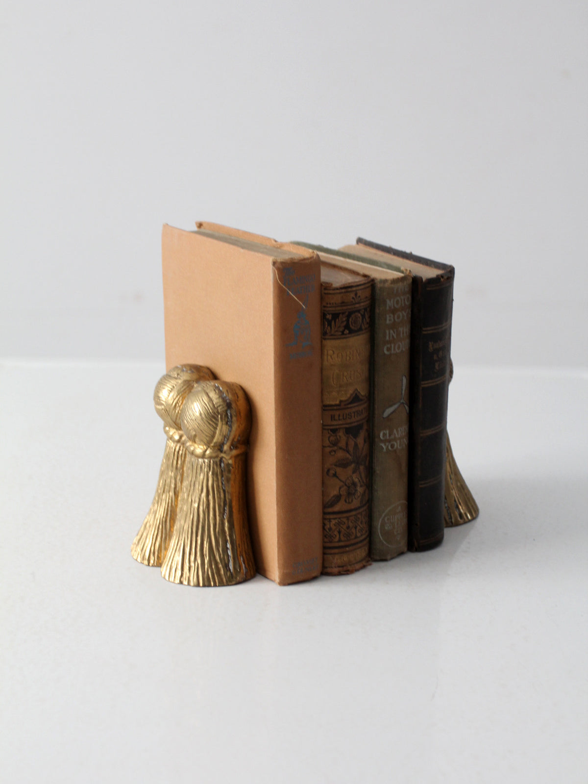 vintage brass tassel bookends pair