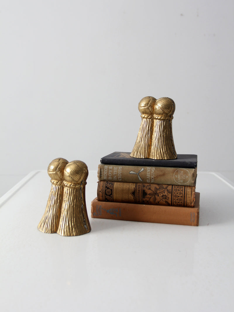 vintage brass tassel bookends pair