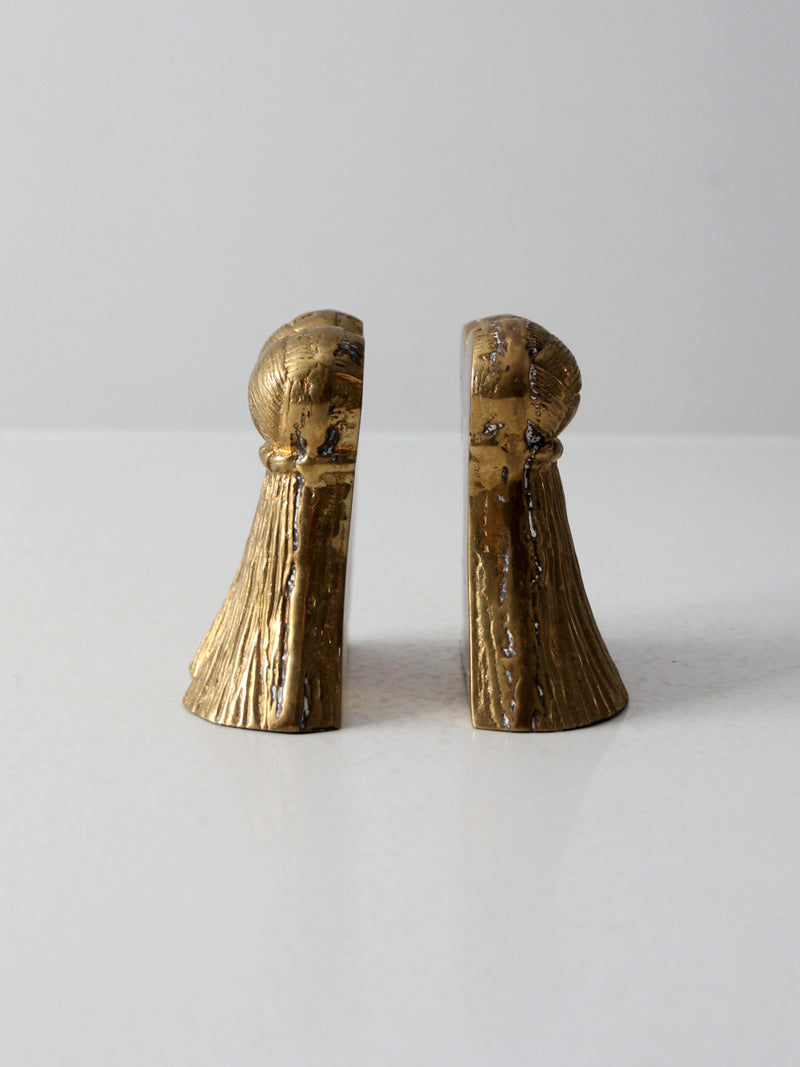 vintage brass tassel bookends pair