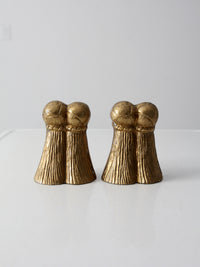 vintage brass tassel bookends pair