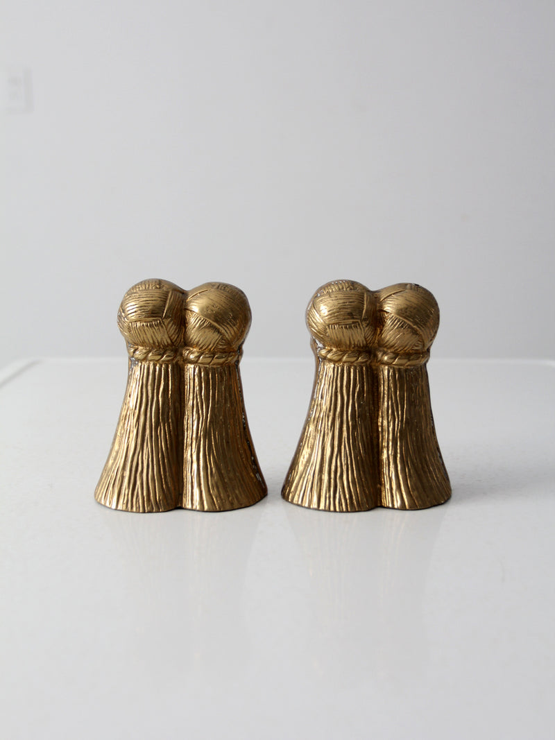 vintage brass tassel bookends pair