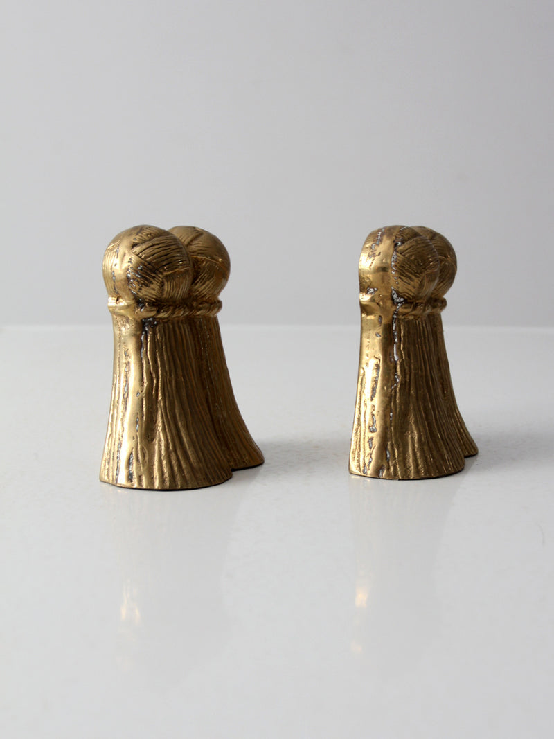 vintage brass tassel bookends pair