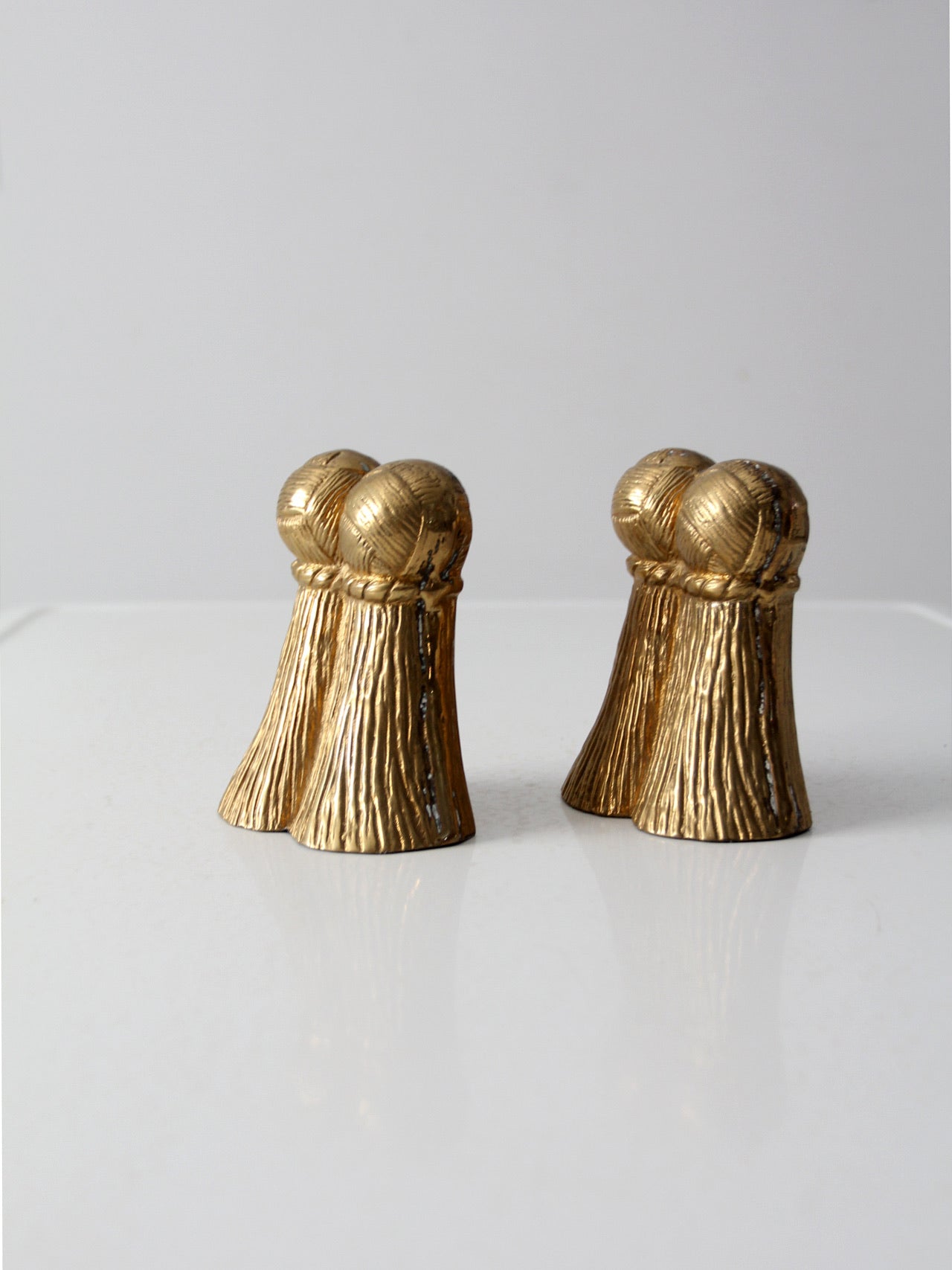 vintage brass tassel bookends pair