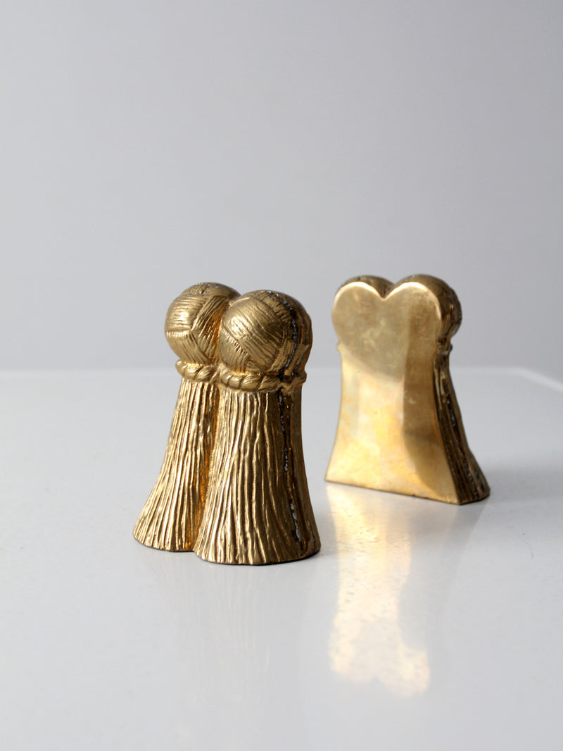 vintage brass tassel bookends pair