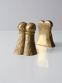 vintage brass tassel bookends pair