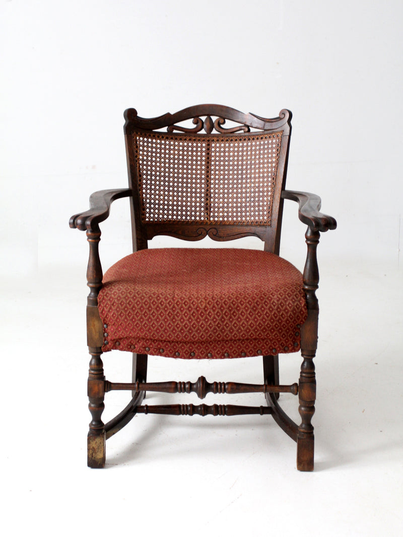 antique Louis Xlll style arm chair with cane back