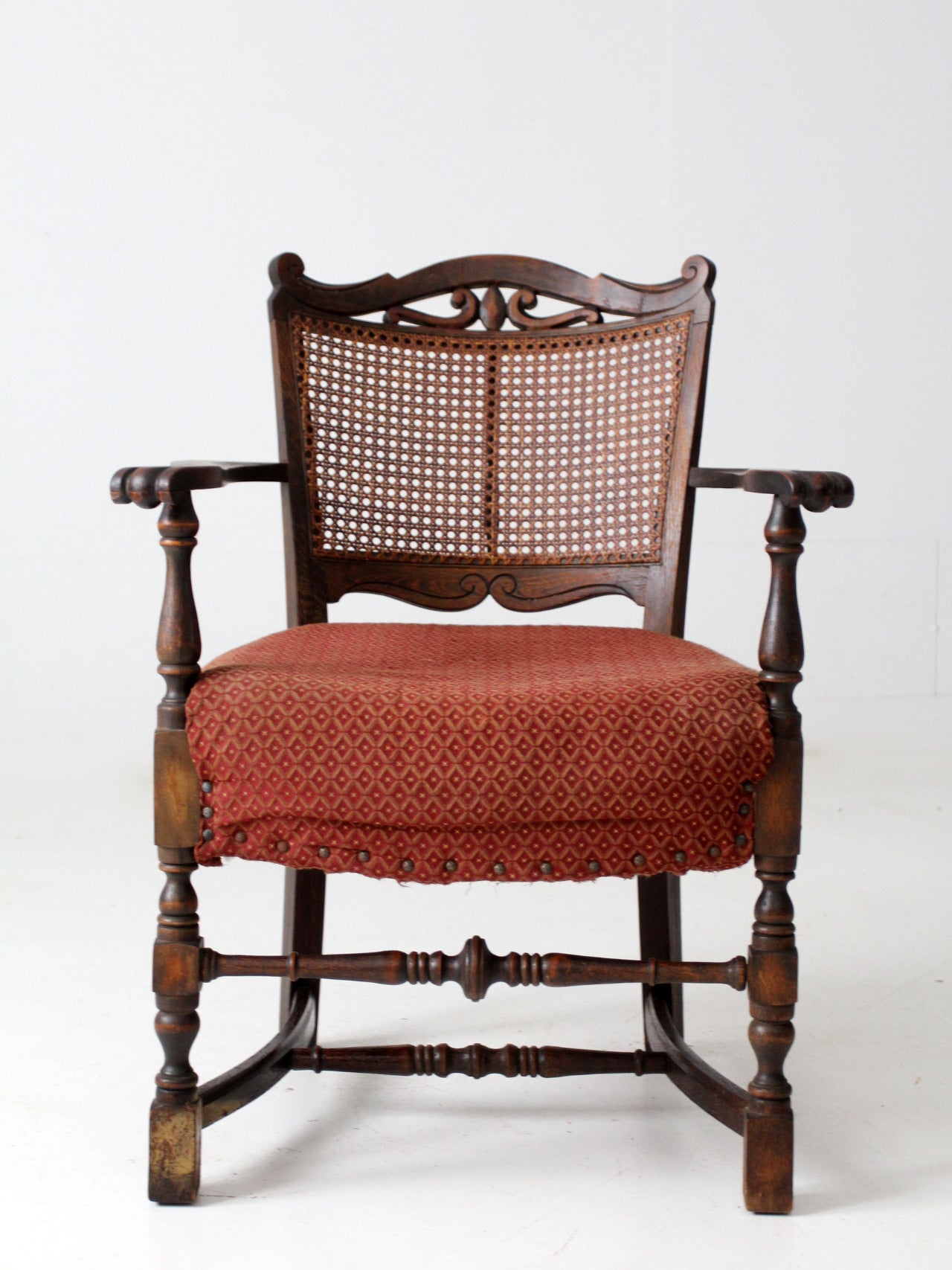 antique Louis Xlll style arm chair with cane back – 86 Vintage
