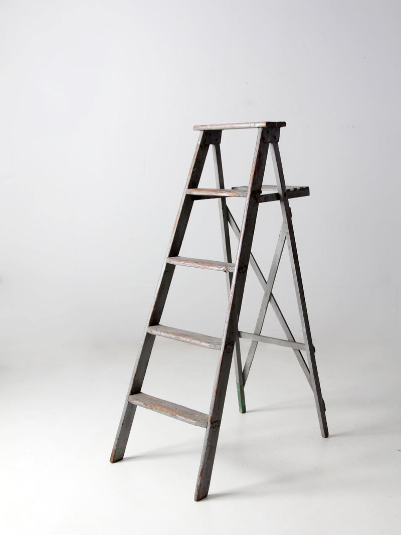 vintage wooden painters ladder
