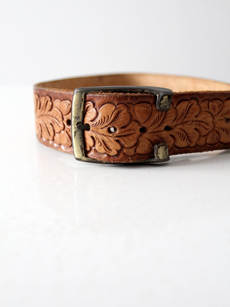 vintage tooled leather belt