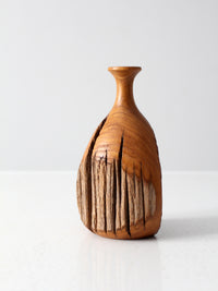 mid century live edge wood vase