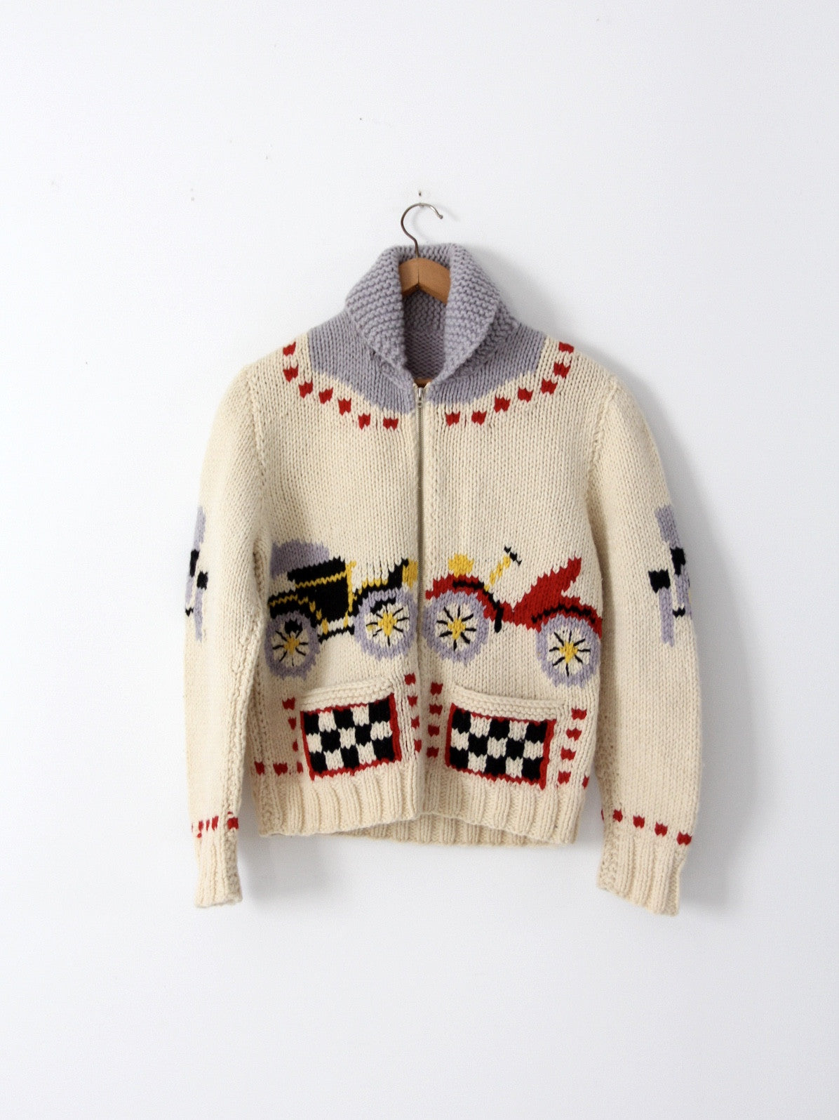 vintage 50s novelty print cowichan sweater