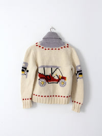 vintage 50s novelty print cowichan sweater