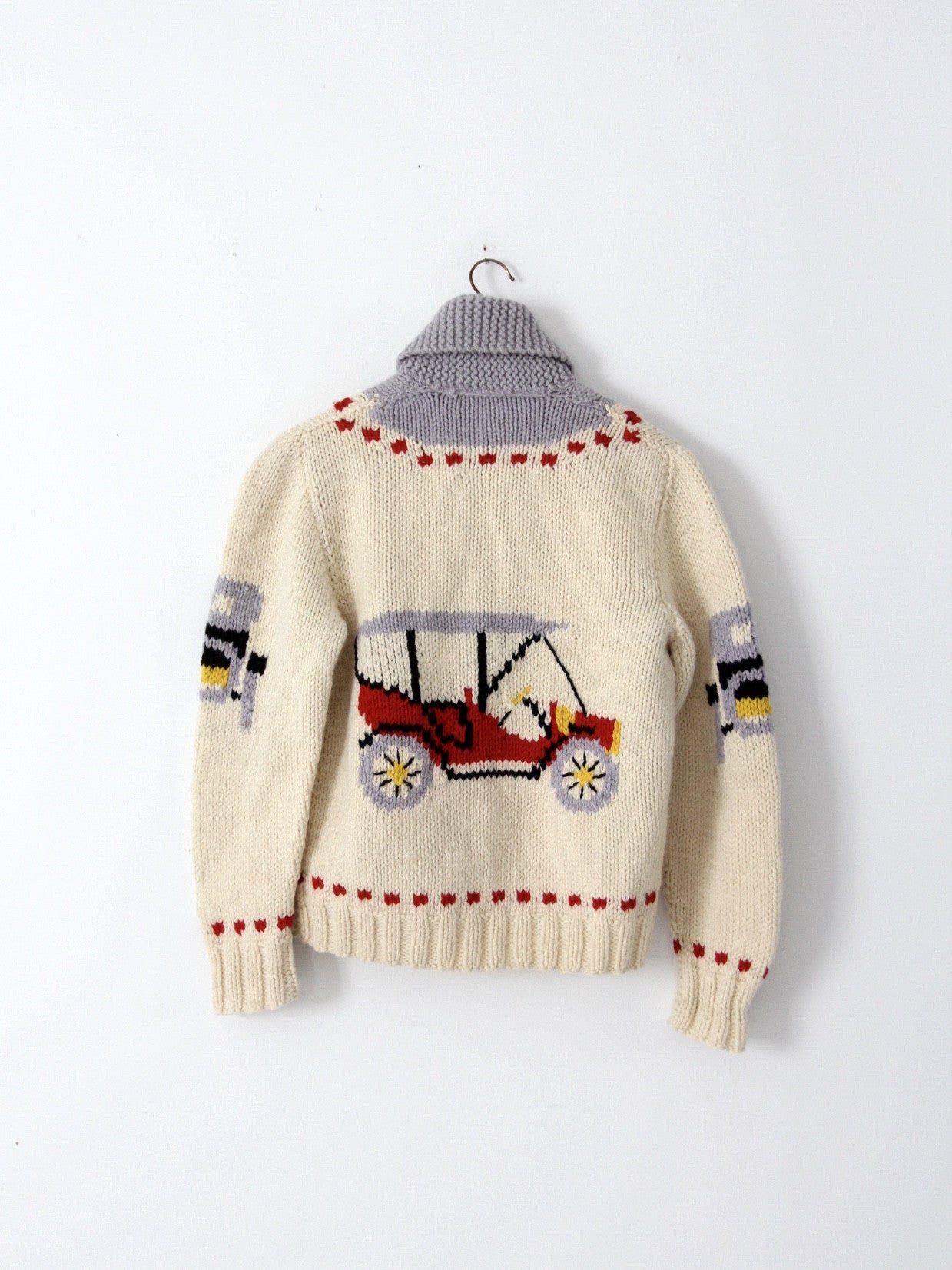 vintage 50s novelty print cowichan sweater