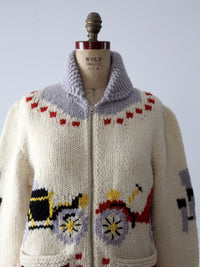 vintage 50s novelty print cowichan sweater